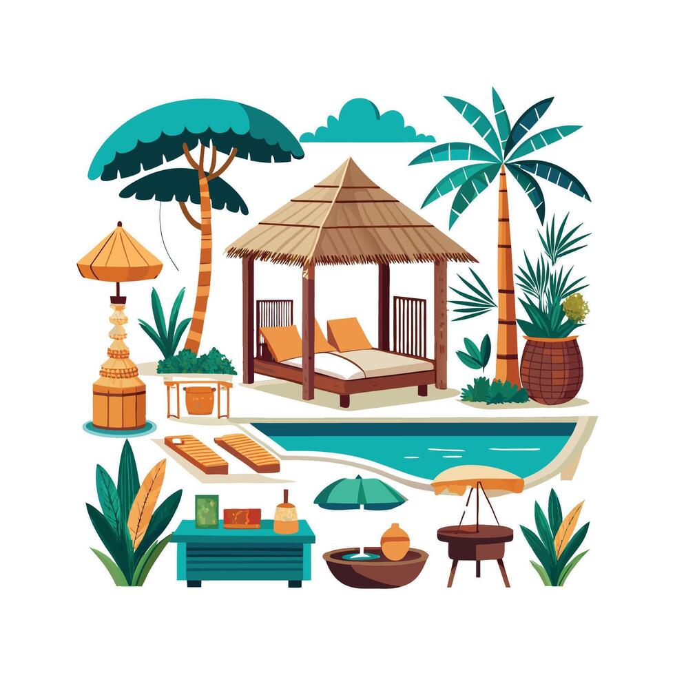 Creative Icons for Tropical Style Interiors vector