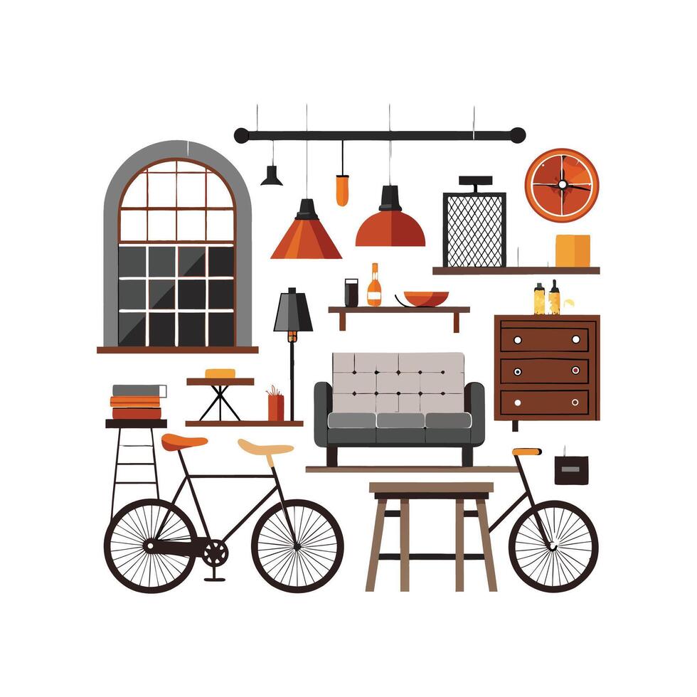 Stylish Icons for Urban Loft Apartment Designs vector