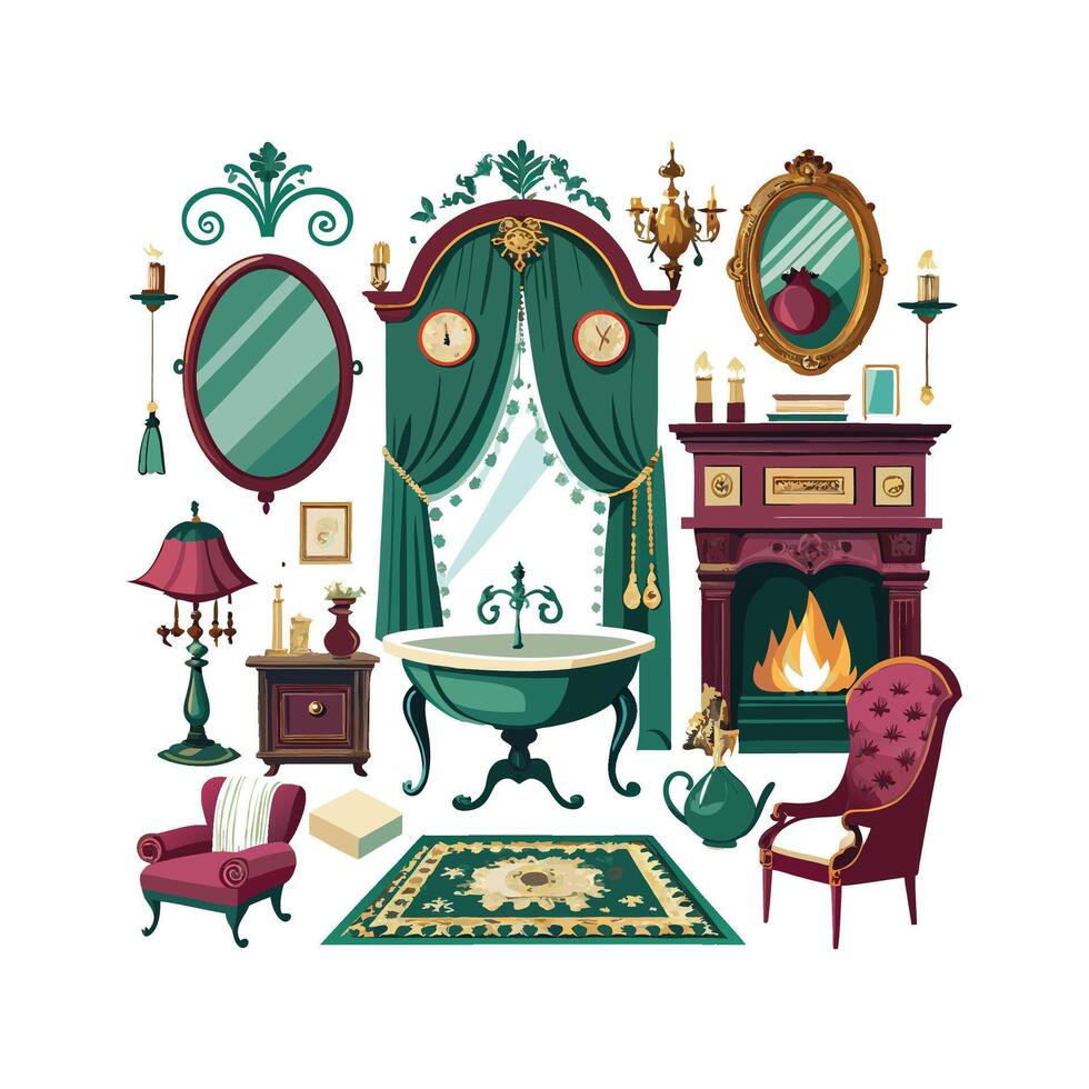 Elegant Icons for Victorian Style Interiors vector