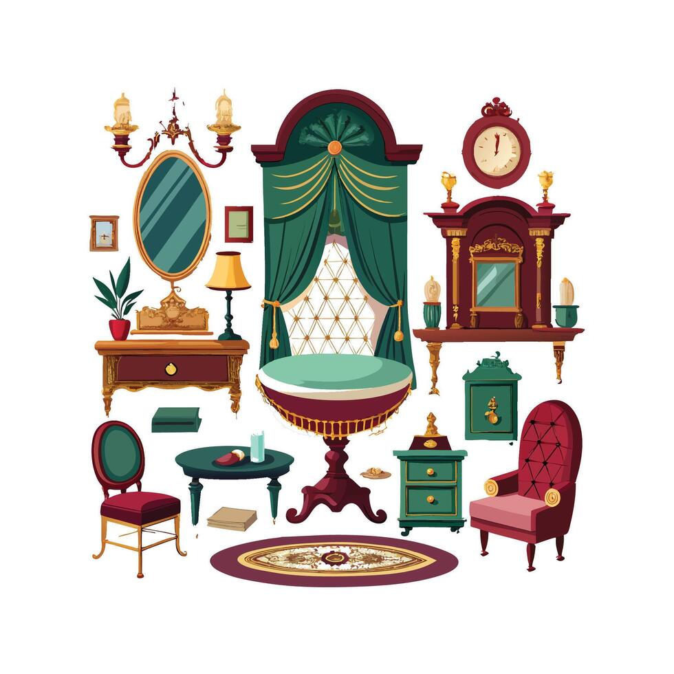 Charming Icons for Vintage Victorian Interiors vector