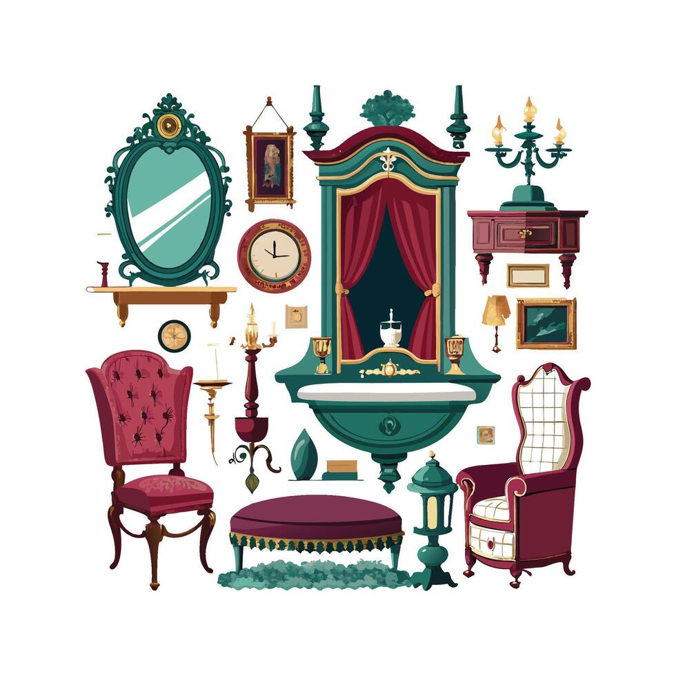 Creative Icons for Vintage Victorian Furniture vector