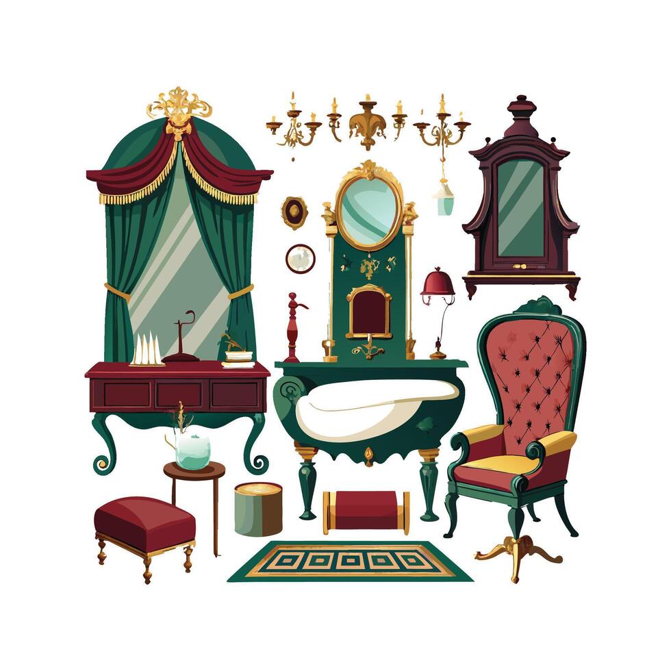 Elegant Icons for Vintage Interior Designs vector