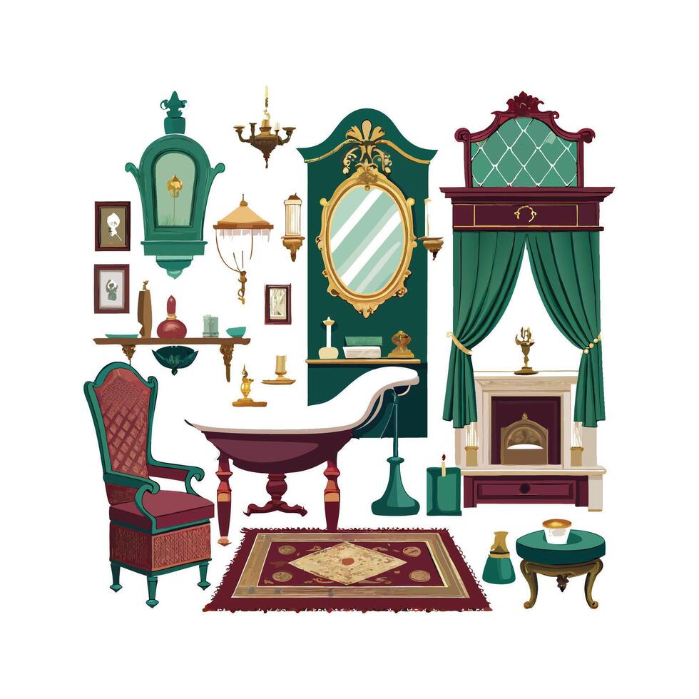 Creative Icons for Classic Victorian Home Styles vector