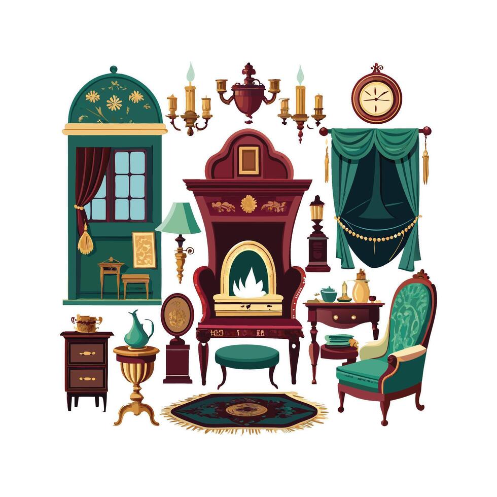 Charming Icons for Elegant Victorian Styles vector