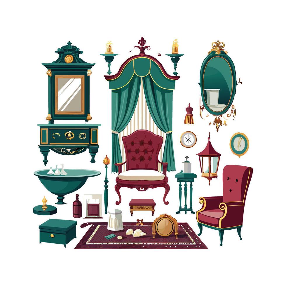 Creative Icons for Stylish Victorian Accessories vector