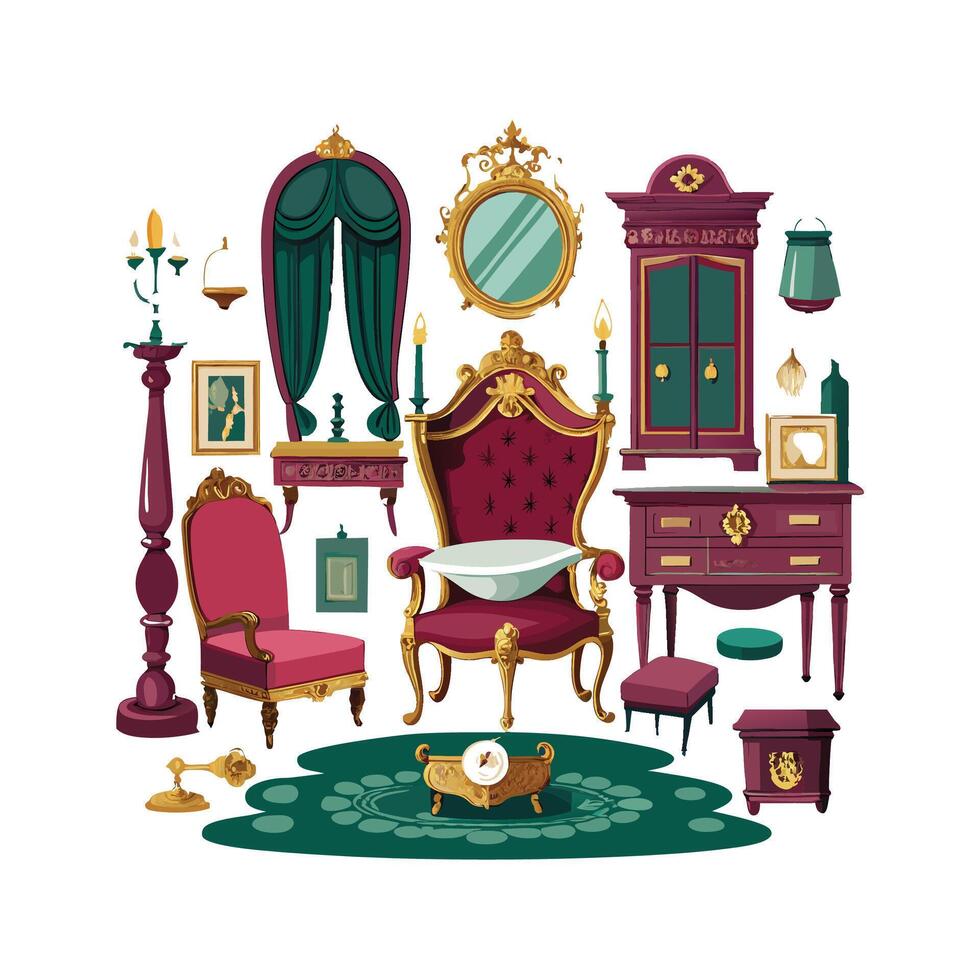 Elegant Icons for Charming Victorian Interiors vector