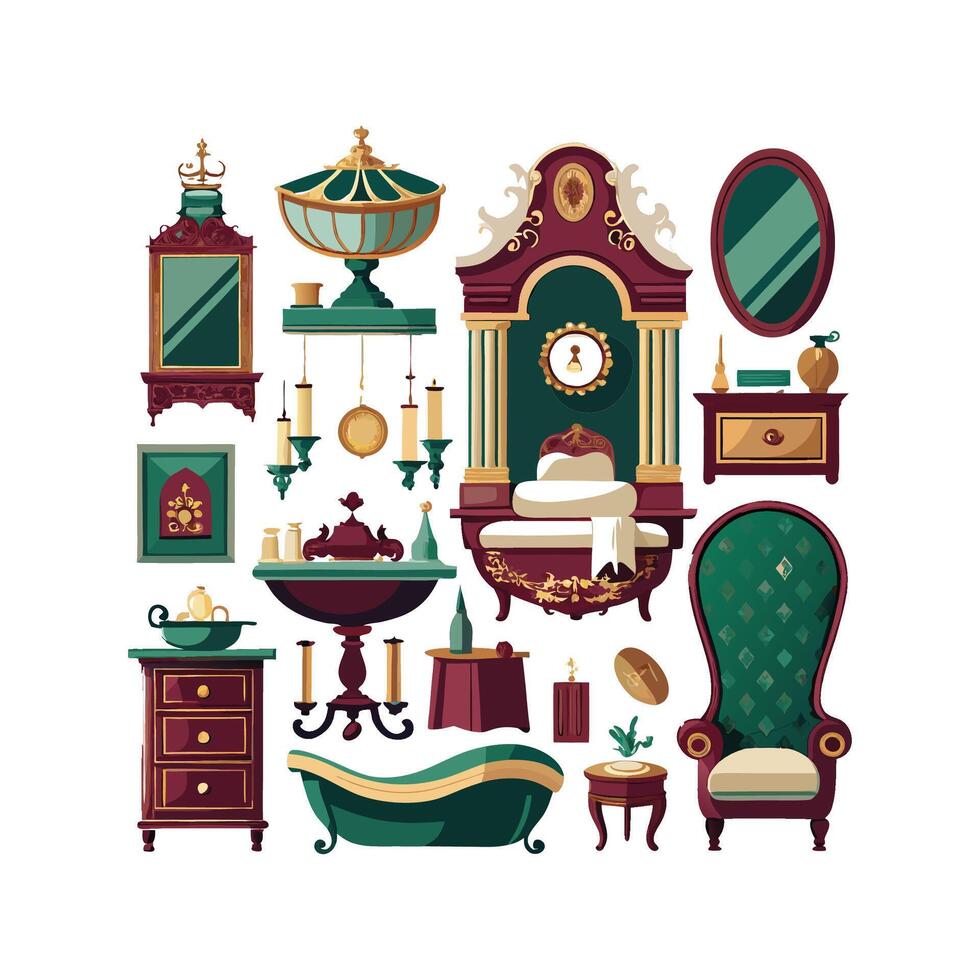 Chic Icons for Vintage Victorian Interiors vector