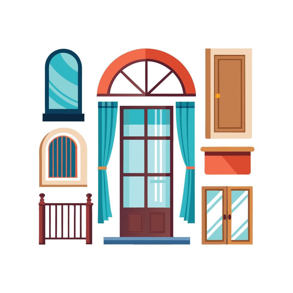 Innovative Icons for Modern Windows and Doors vector