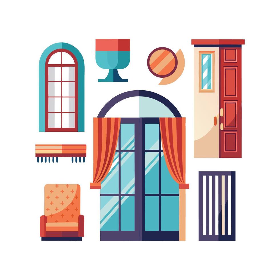 Diverse Icons for Stylish Window and Door Concepts vector