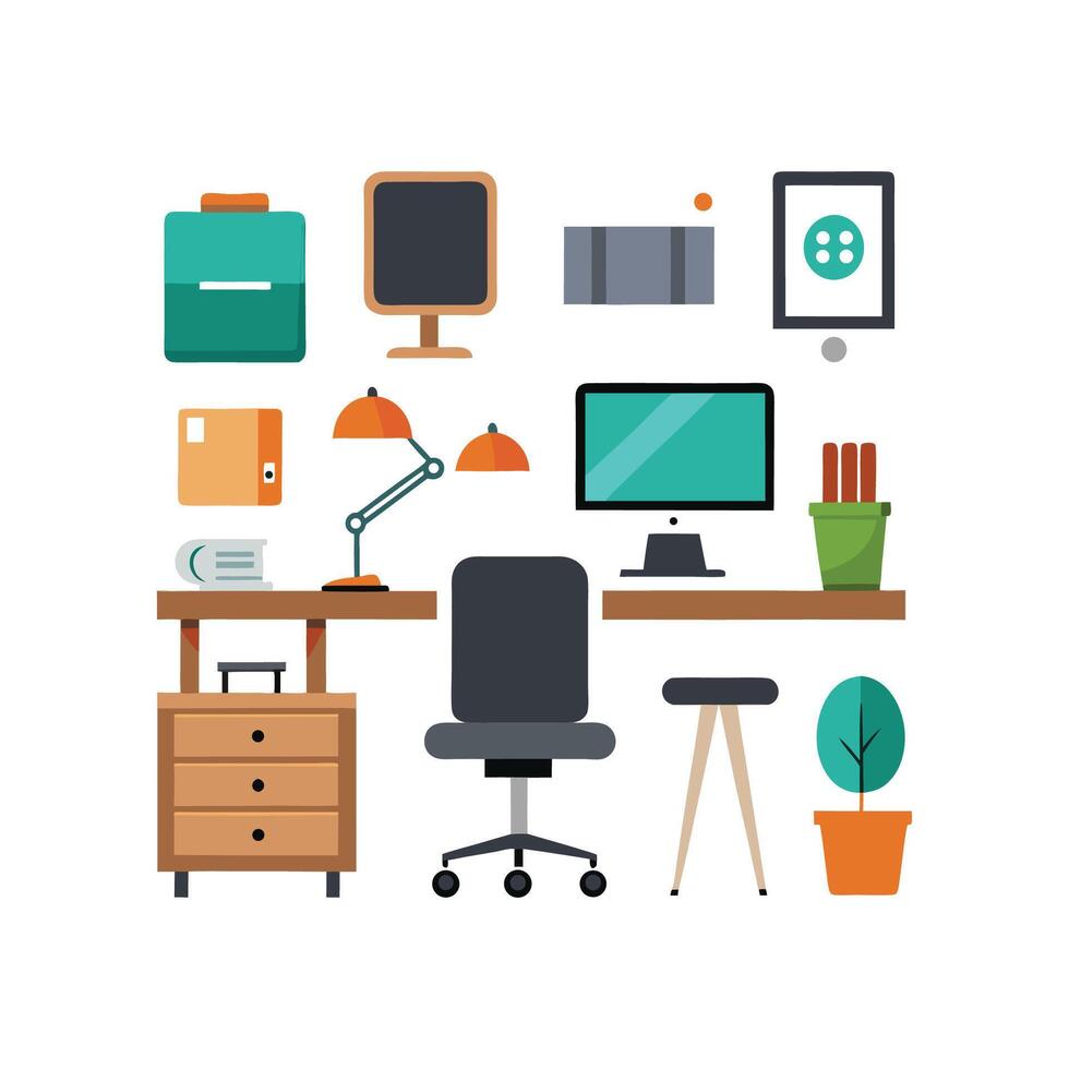 Illustrative Icons for Workspace and Home Office Designs vector