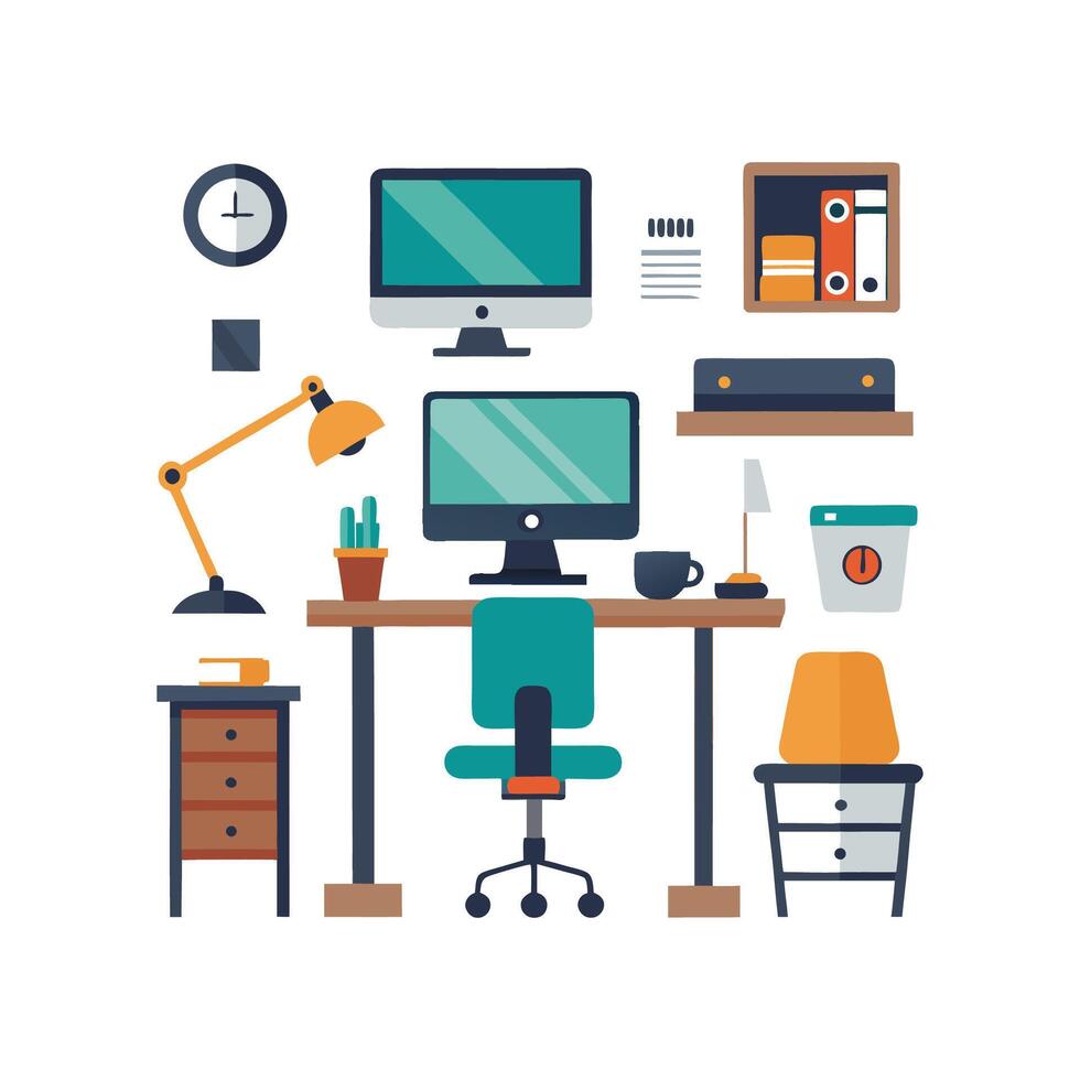 Diverse Icons for Inspiring Home Office Designs vector