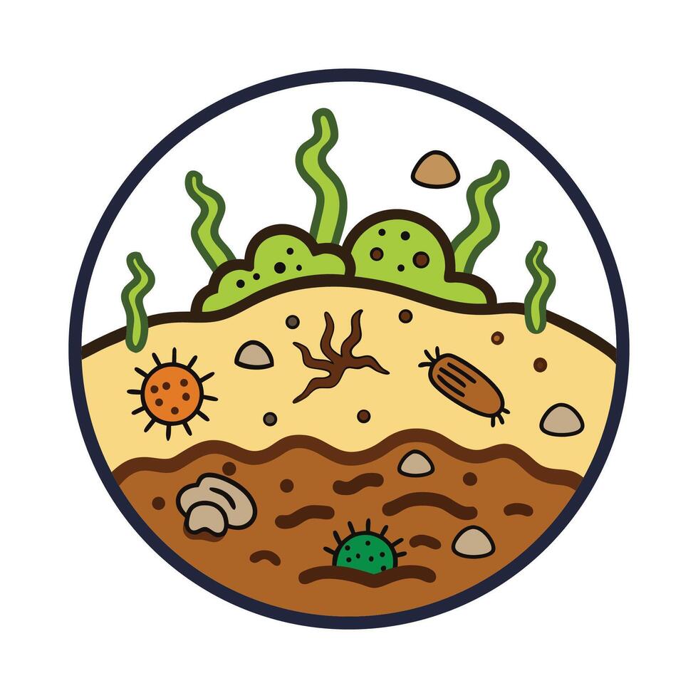 Bacterial Consumption of Dead Organic Matter Illustrated vector