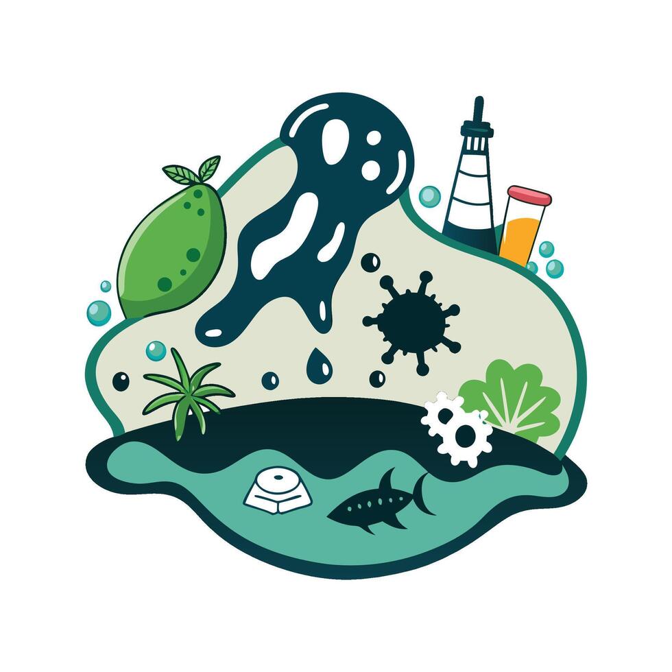 Bacteria Digesting Oil Spills in Marine Ecosystems vector