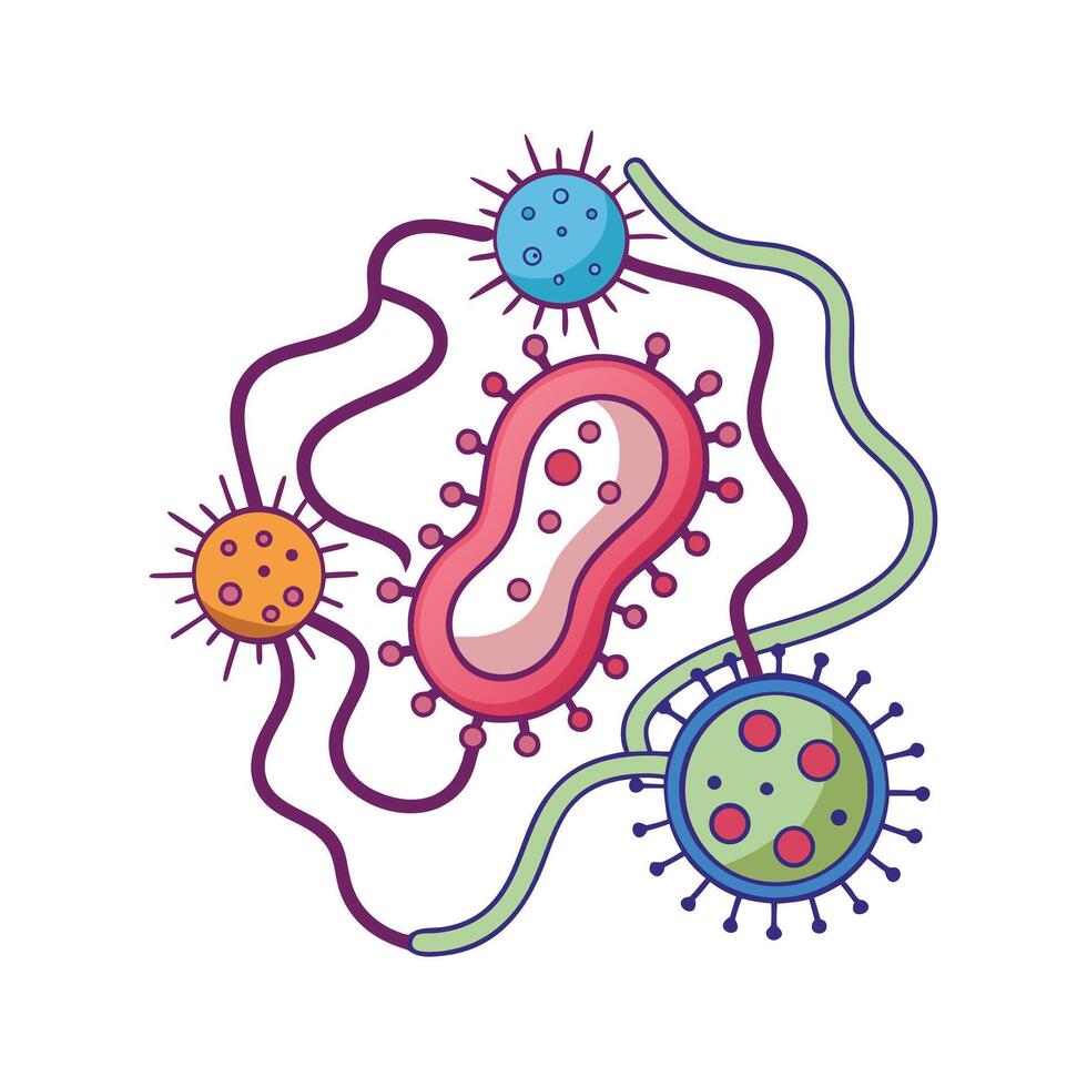 Illustration of Bacteria Biofilm on Catheters vector