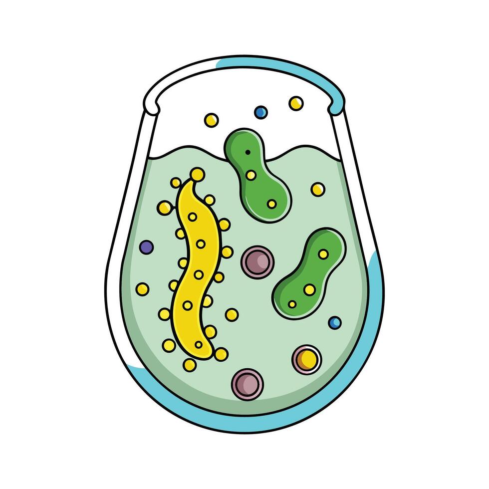 Illustration of Bacteria in Floating Lab Colonies vector