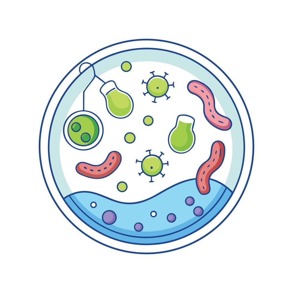Bacterial Floating Colonies Forming in Lab Cultures vector