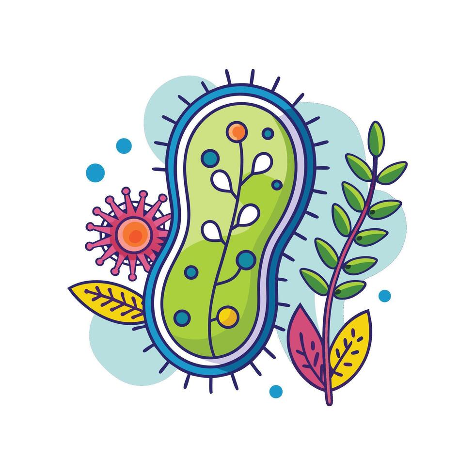 Bacterial Relationships with Plants in Symbiosis Illustrated vector
