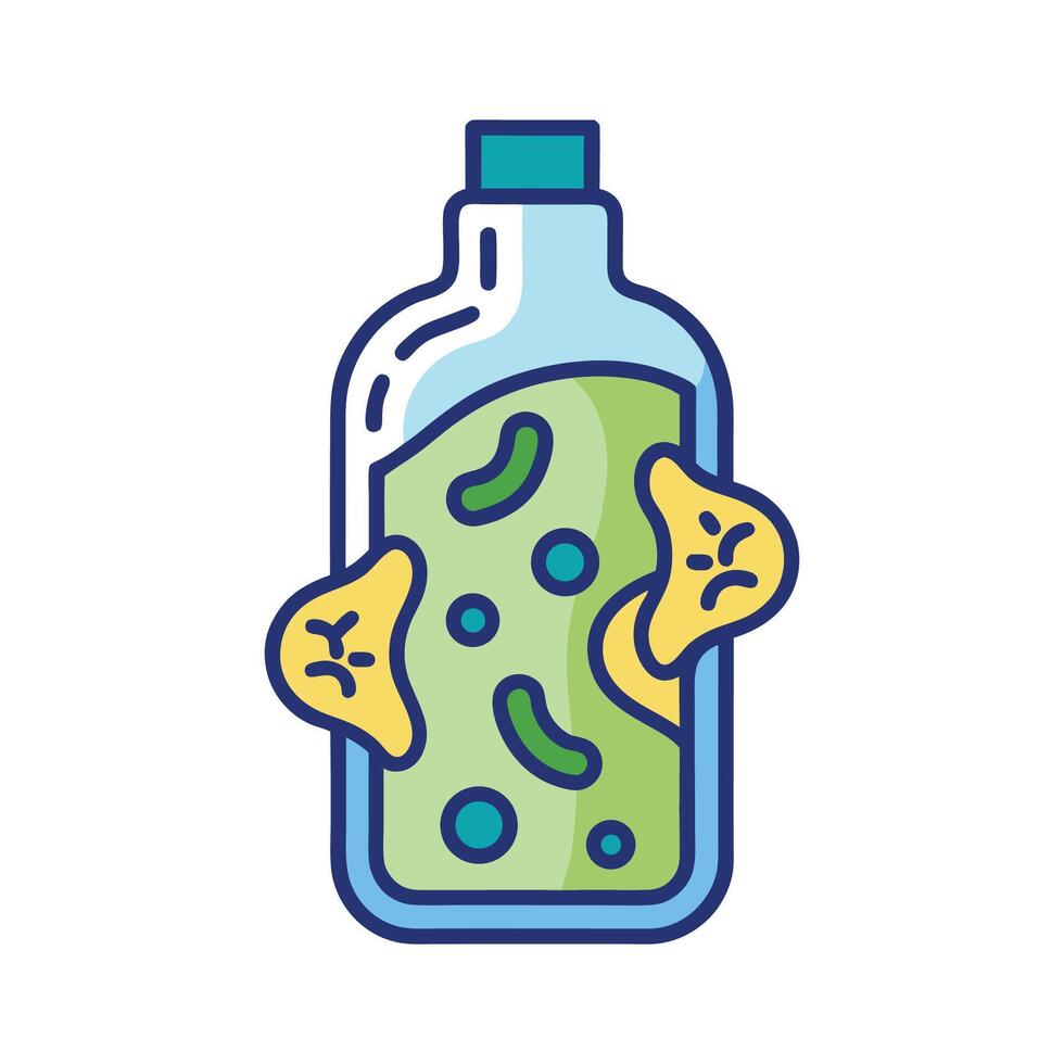 Bacteria Found in Old Unwashed Water Bottles Illustrated vector