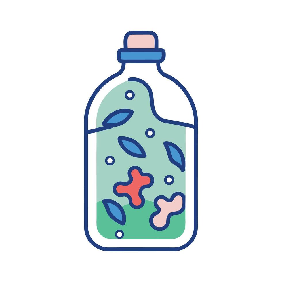 Bacteria in Old Unwashed Water Bottles Illustrated vector