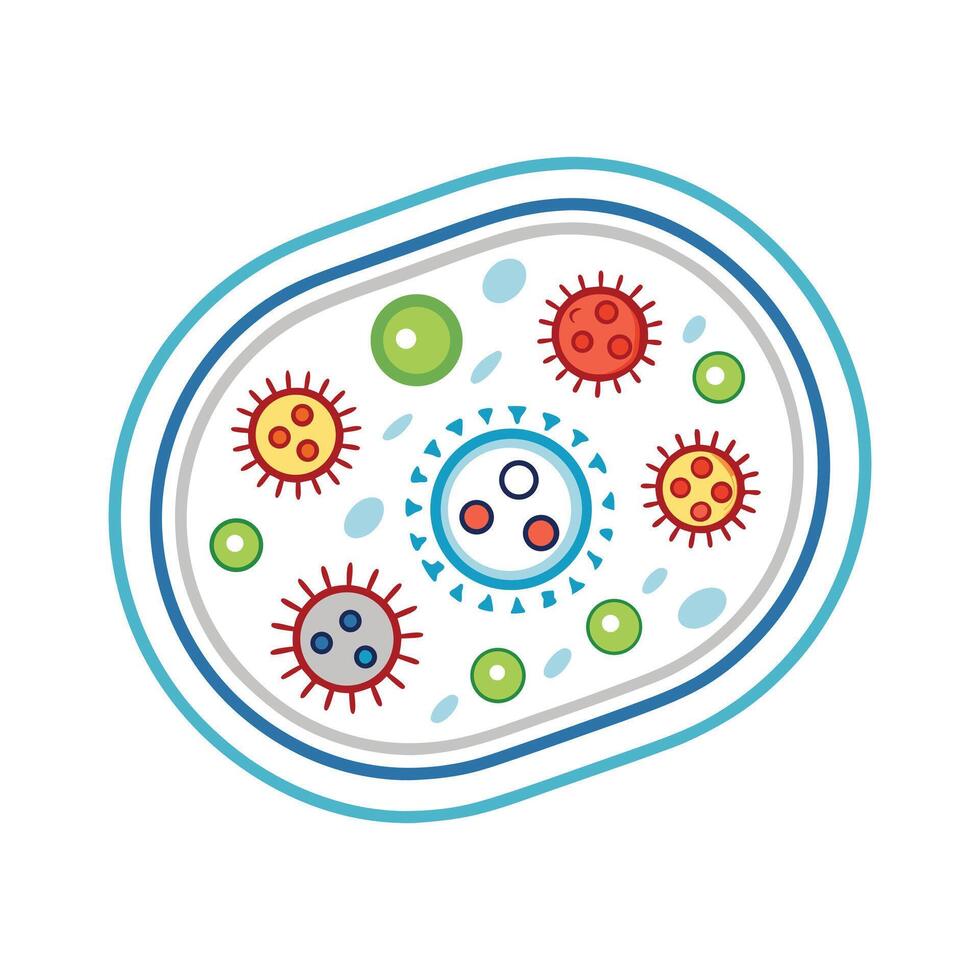 Bacteria Growing in Neglected Contact Lens Cases vector