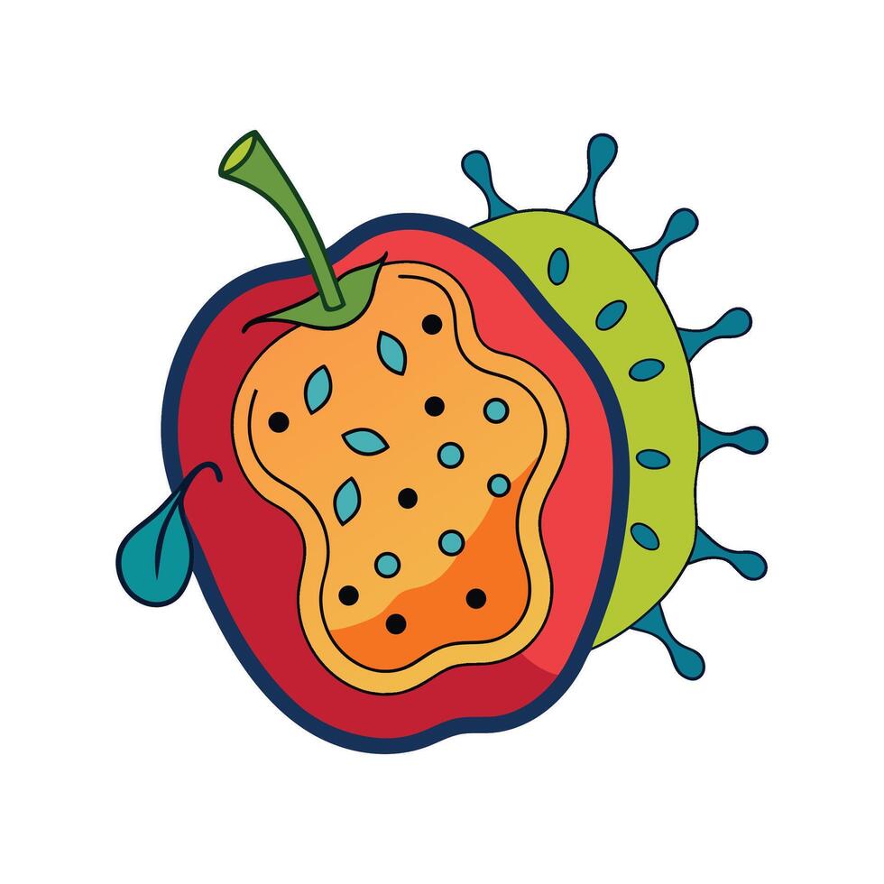 Bacterial Growth on Rotten Fruit Illustrated vector