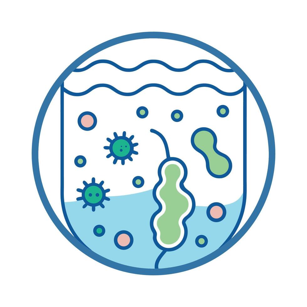 Bacteria in Contaminated Aquarium Water Illustrated vector