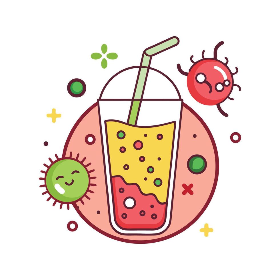 Bacteria in Contaminated Homemade Juices Illustrated vector