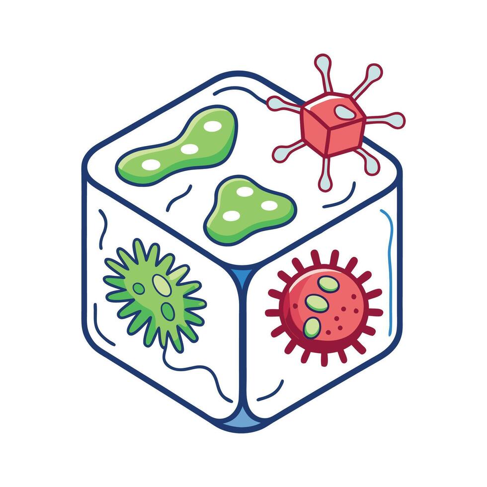 Illustration of Bacteria in Old Ice Cubes vector