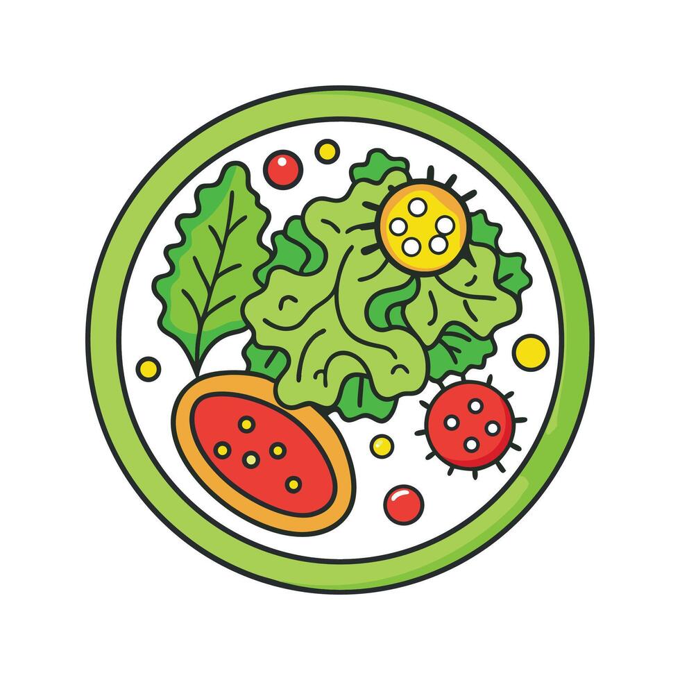 Illustration of Bacteria in Contaminated Salad Greens vector