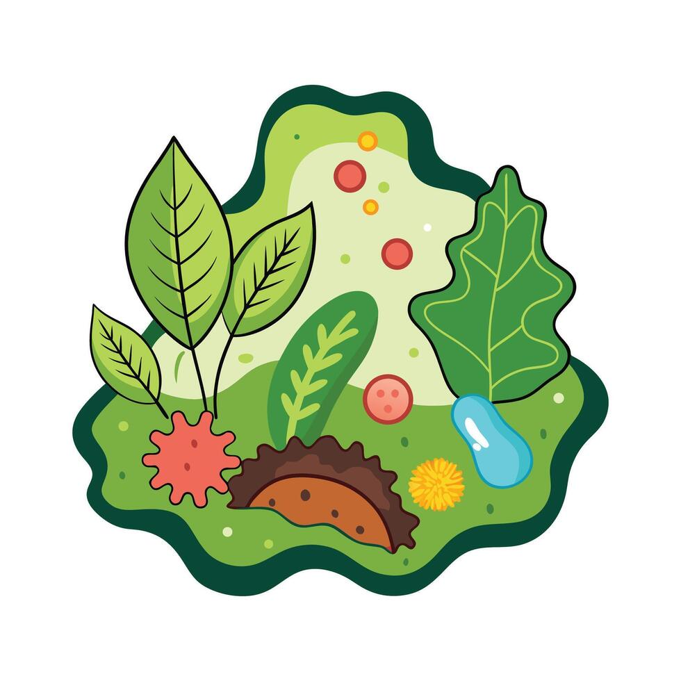 Bacteria in Decomposing Leaves on Forest Floor vector