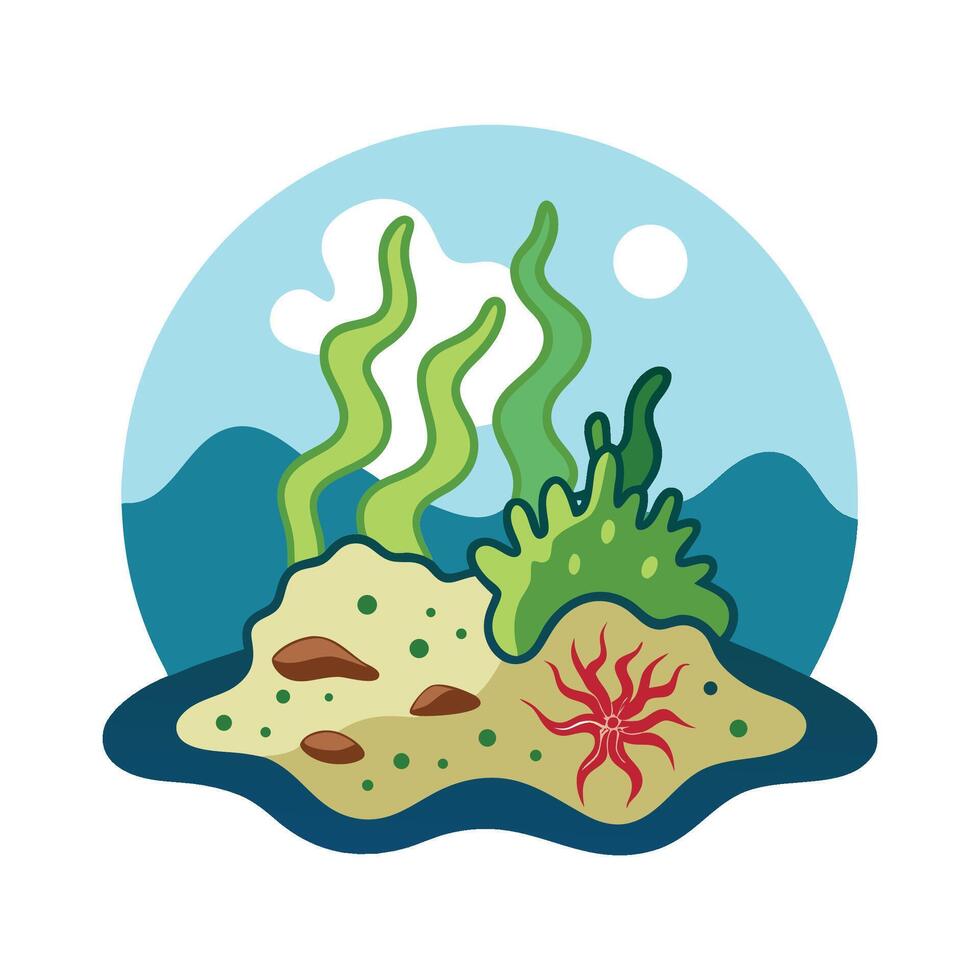 Illustration of Bacteria in Decomposing Seaweed vector