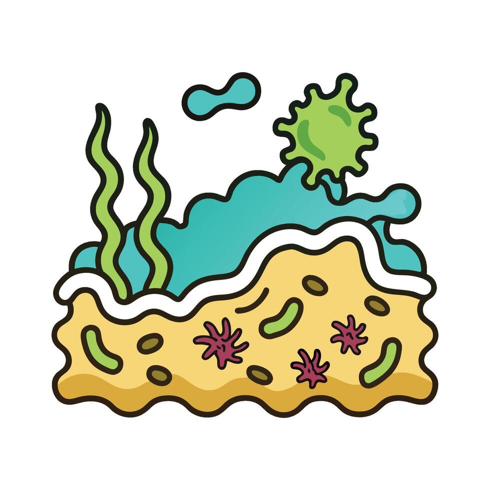 Bacterial Activity in Decomposing Seaweed on Beaches vector