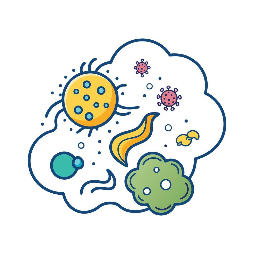 Bacteria in Dust Particles in Air Illustrated vector