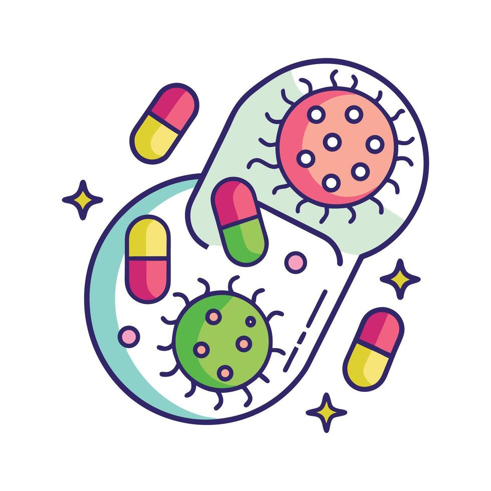 Illustration of Bacteria in Expired Medicines vector