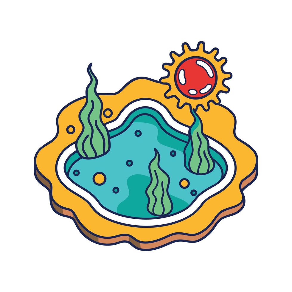 Bacteria in Hot Springs and Geothermal Pools Illustrated vector