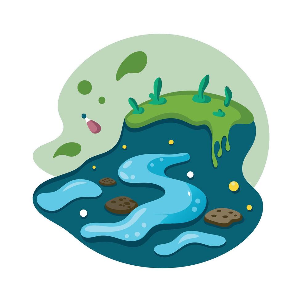 Bacterial Contamination in Polluted River Water vector