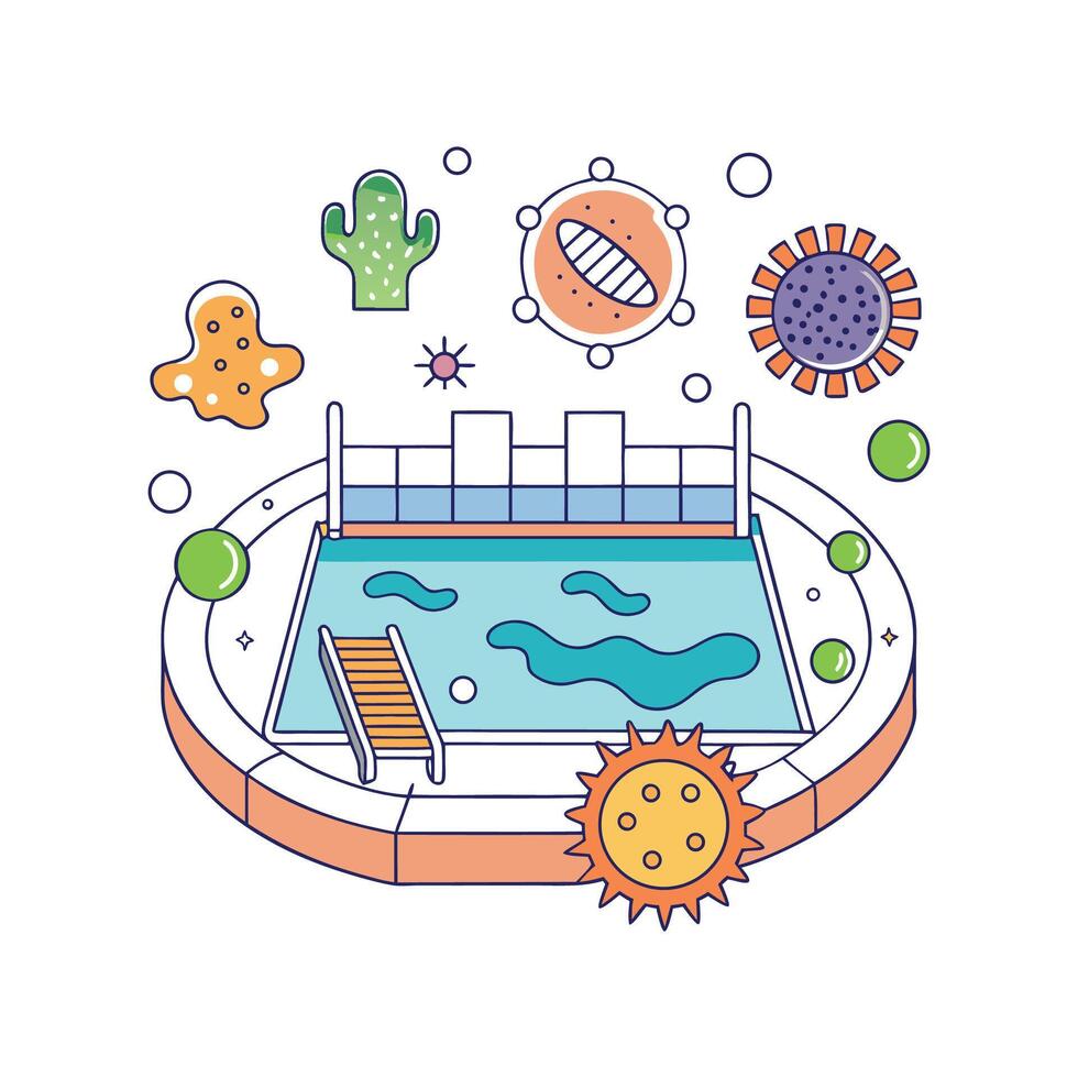 Illustration of Bacteria in Public Swimming Pools and Hot Tubs vector