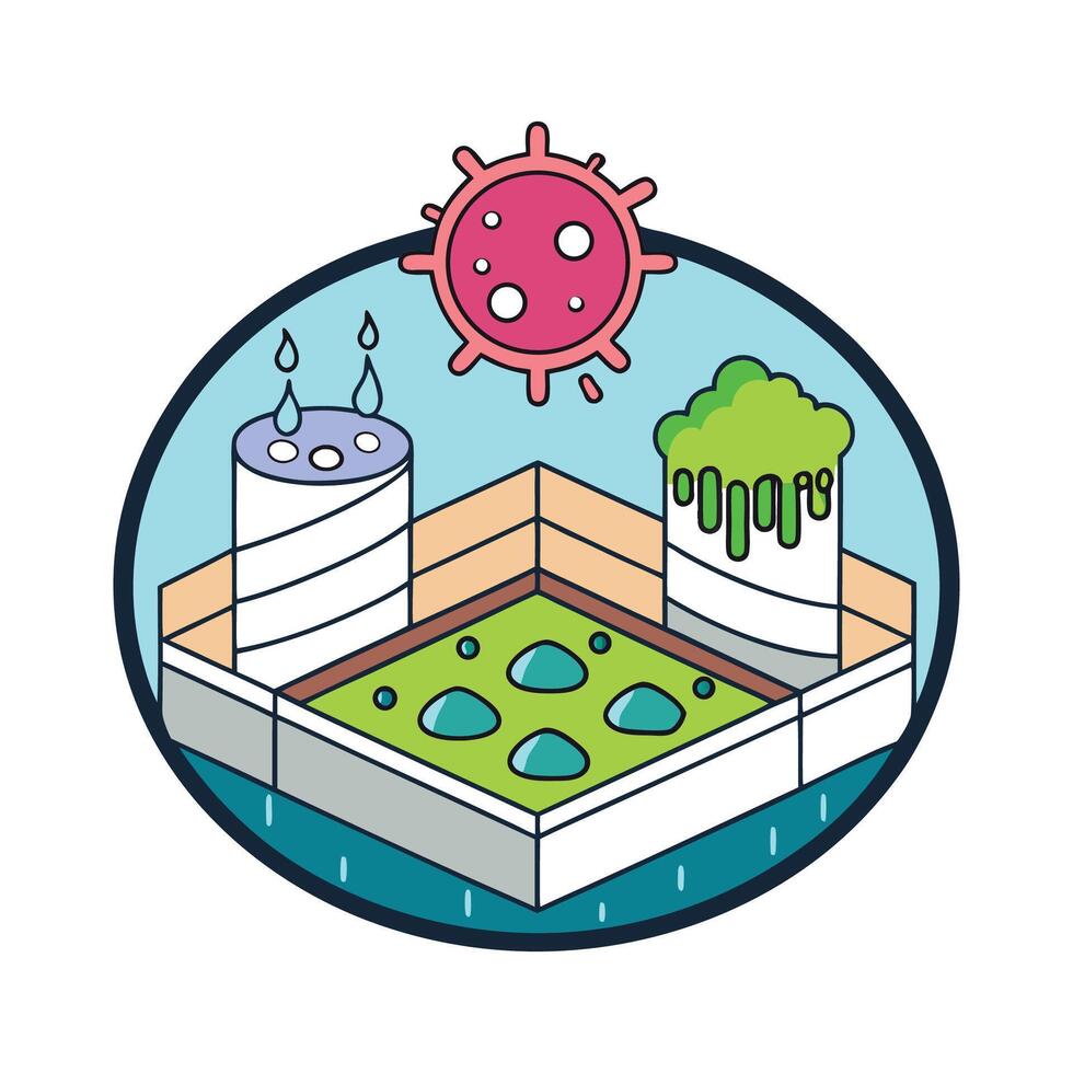 Illustration of Bacteria in Rainwater Collected from Rooftops vector