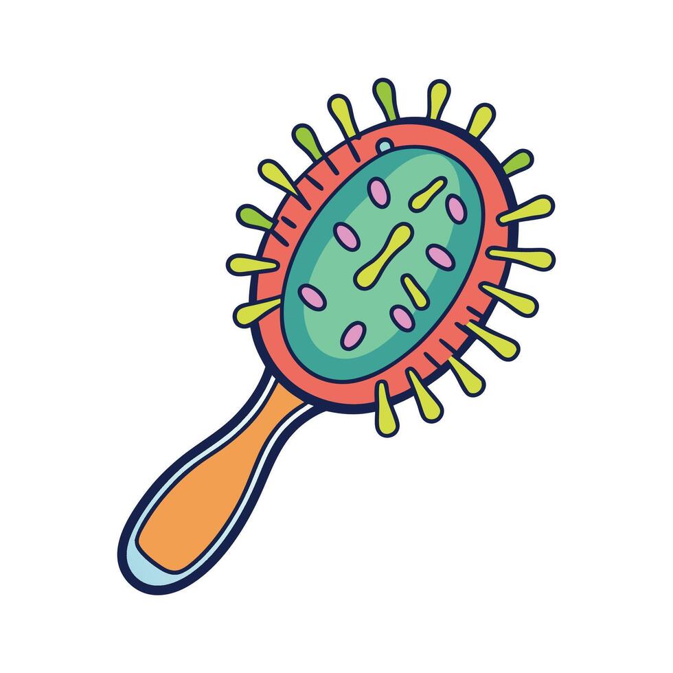 Illustration of Bacteria in Hairbrushes vector