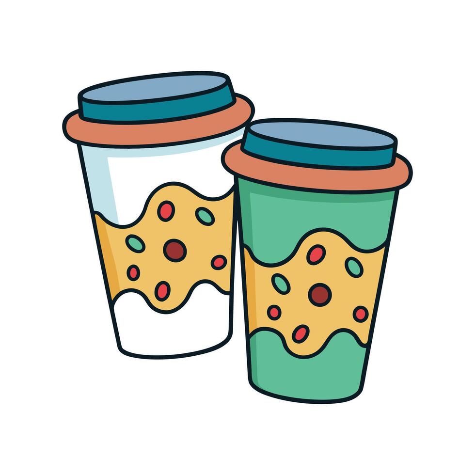 Unwashed Coffee Cups and Bacteria Illustration vector