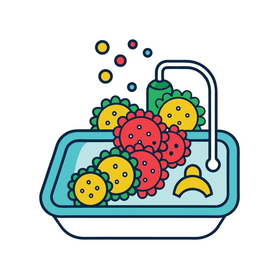 Bacteria in Kitchen Sink Wet Sponges vector