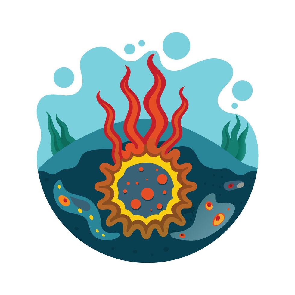 Bacteria in Deep Ocean Hydrothermal Vents vector