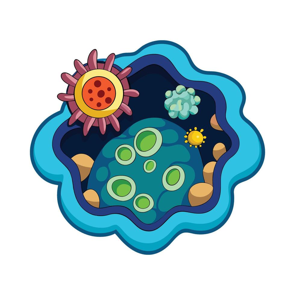 Deep Ocean Vents and Bacteria Illustration vector