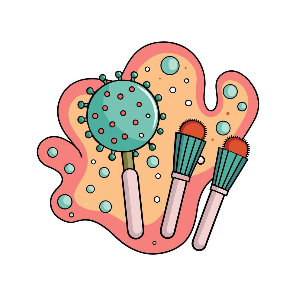 Exploring Bacterial Contamination on Makeup Brushes vector