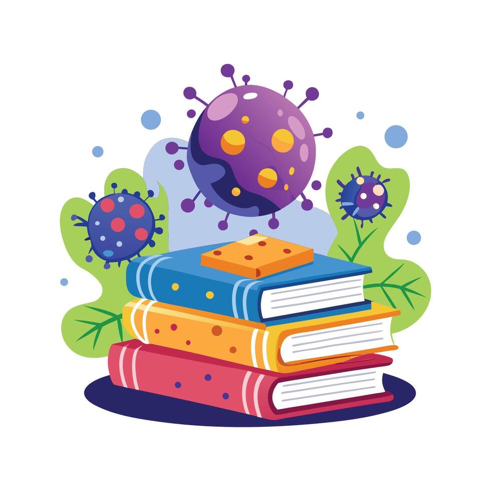 Investigating Bacteria on Public Library Books vector