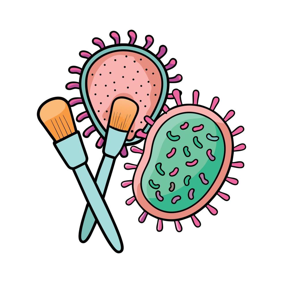 Bacterial Presence on Unwashed Makeup Brushes vector