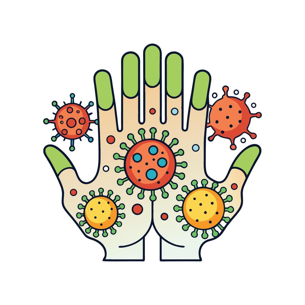 Presence of Bacteria on Unwashed Hands Causing Issues vector