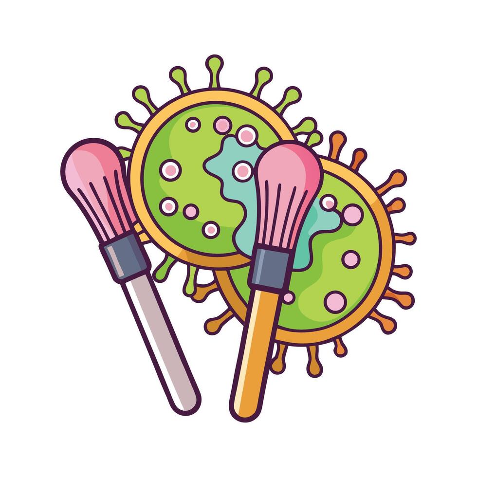 Exploring Bacteria on Unwashed Makeup Brushes vector