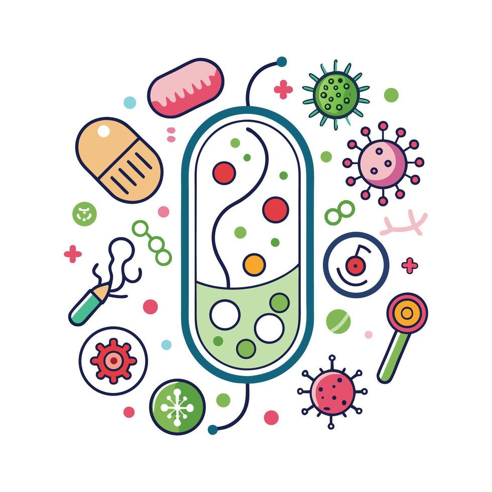 Bacteria Producing Medical Antibiotics vector