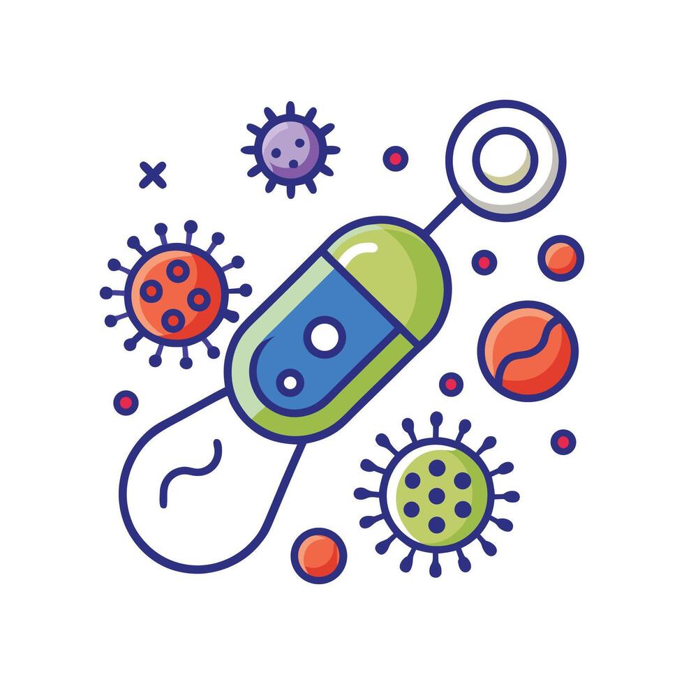 Investigating Bacteria that Produce Antibiotics for Medicine vector